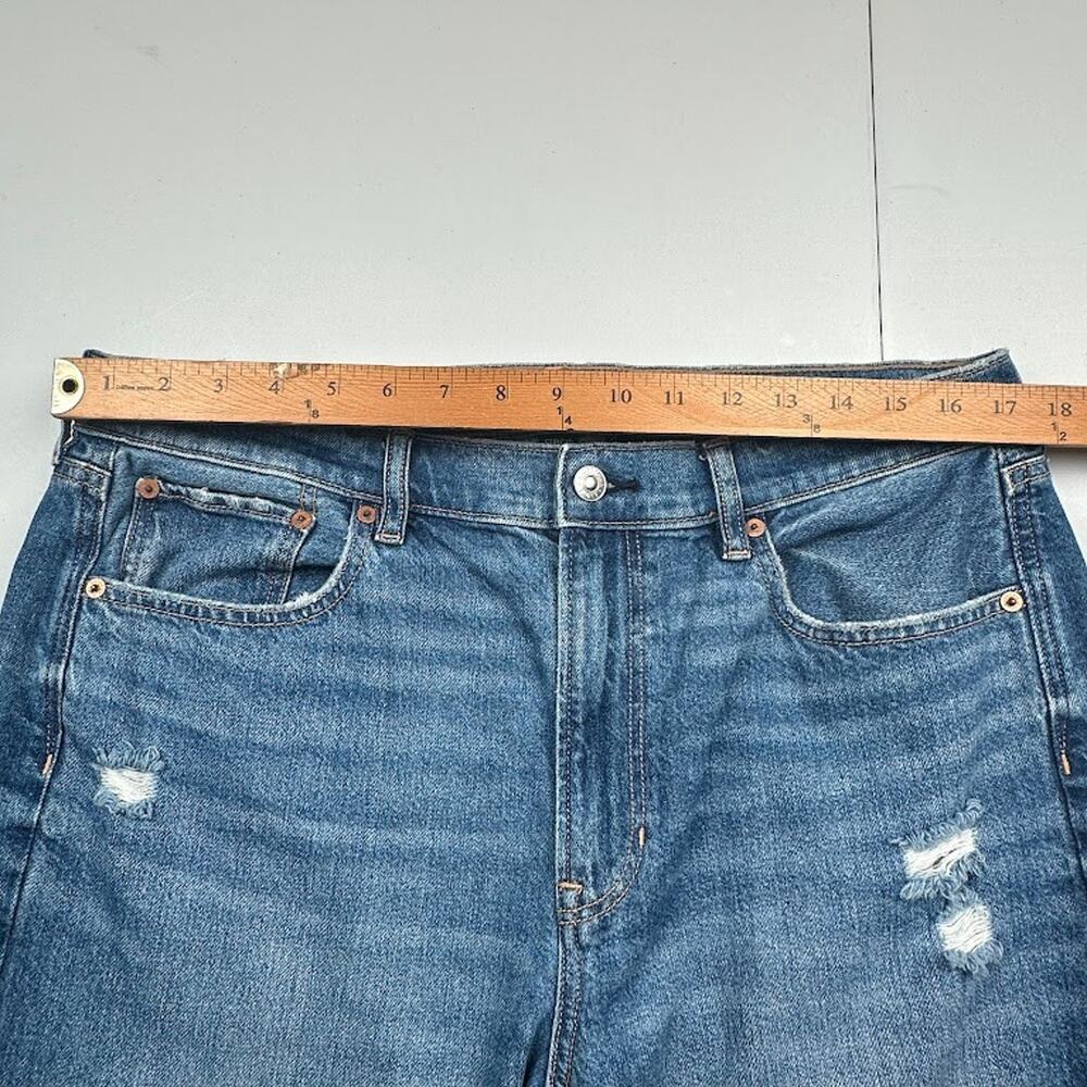 American Eagle Jeans Womens 14 Short Blue Super High Rise Baggy Straight - Picture 10 of 13